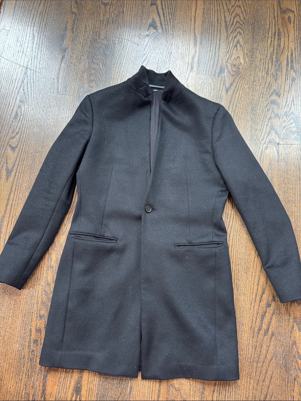 All Saints Black Single-Button Pea Coat